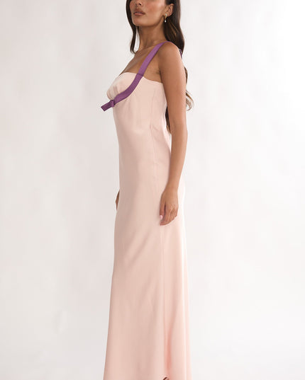 Pink Bow Bust Maxi Dress