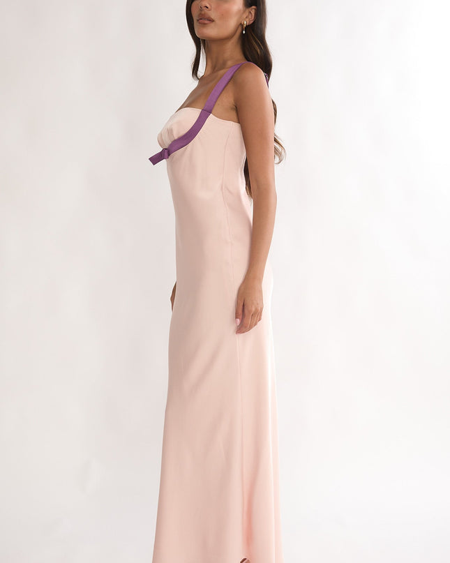 Pink Bow Bust Maxi Dress