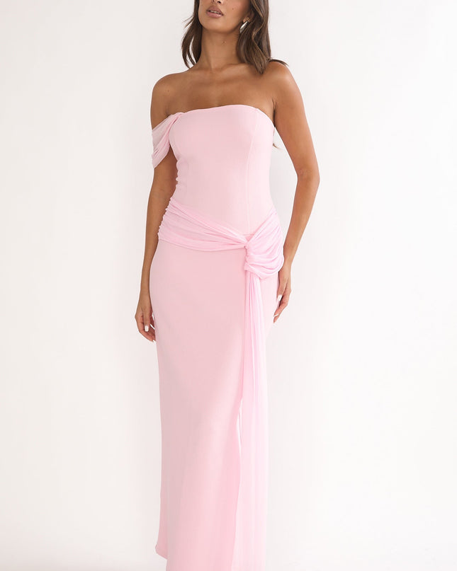 Pink Waist Drape Maxi Dress