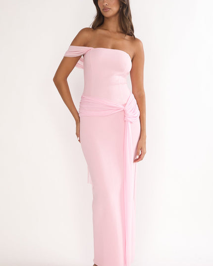 Pink Waist Drape Maxi Dress