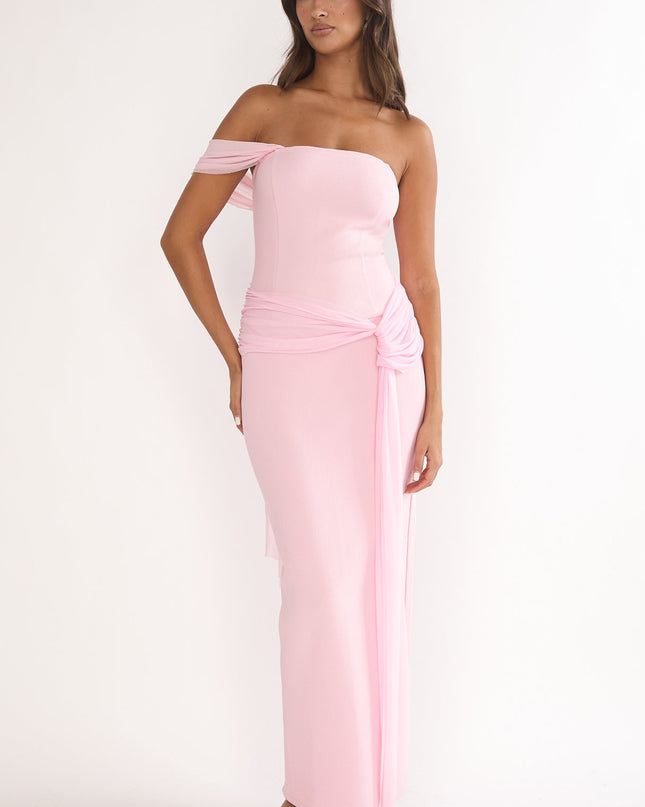Pink Waist Drape Maxi Dress