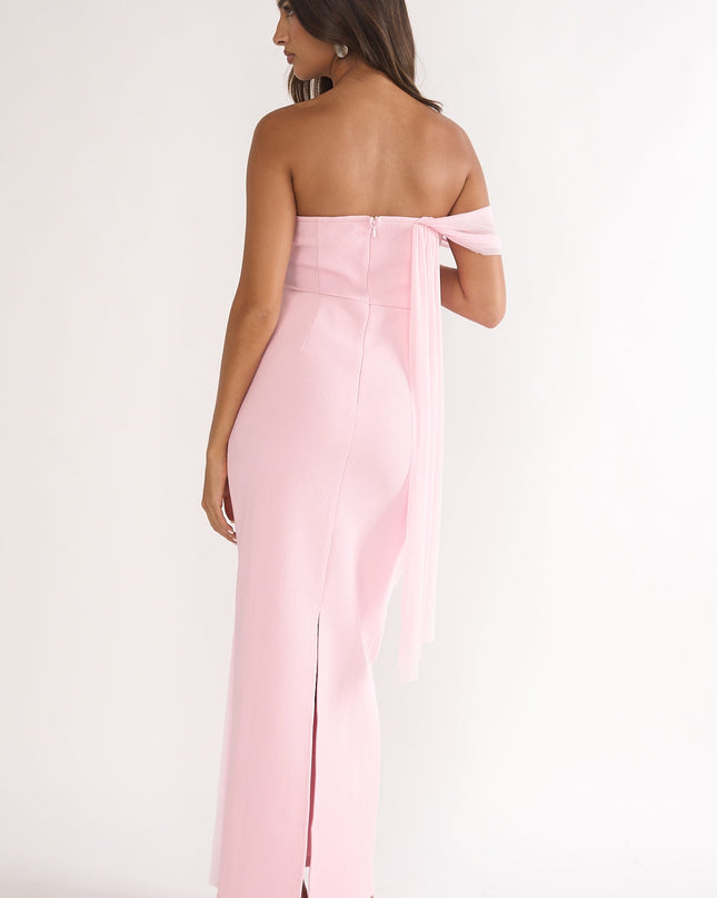 Pink Waist Drape Maxi Dress