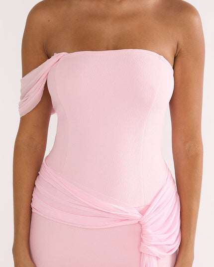 Pink Waist Drape Maxi Dress