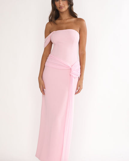 Pink Waist Drape Maxi Dress