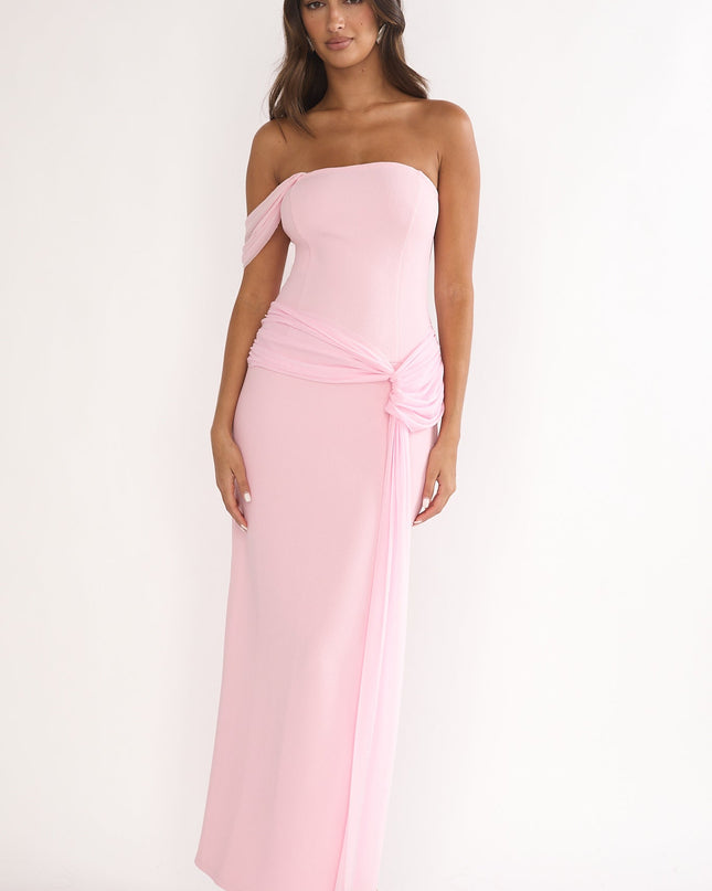 Pink Waist Drape Maxi Dress