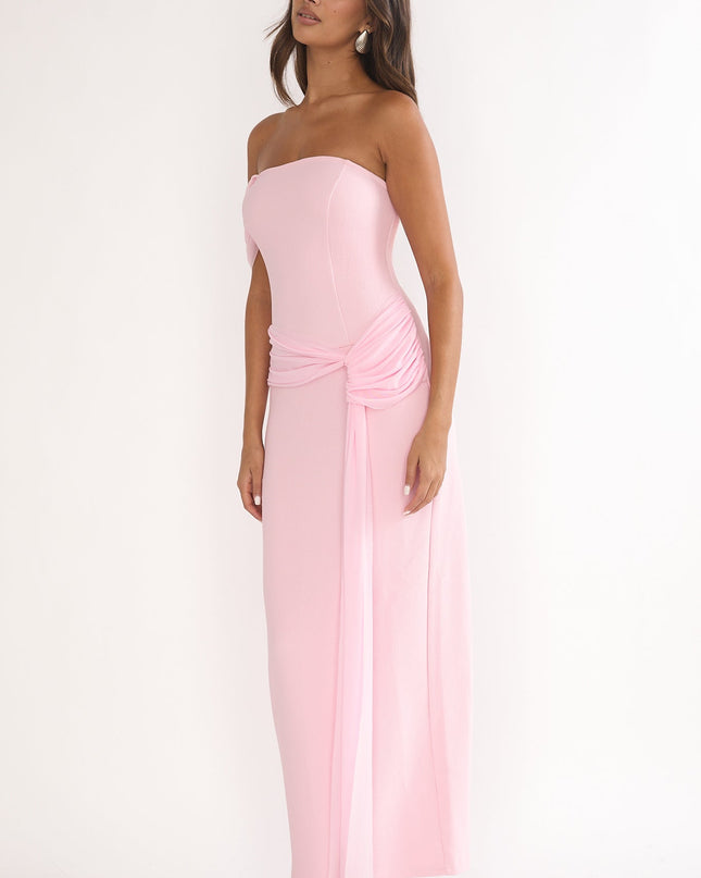 Pink Waist Drape Maxi Dress