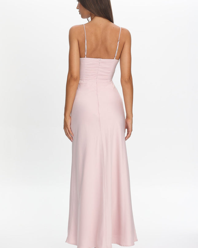 Pink Bow Waist Maxi Dress