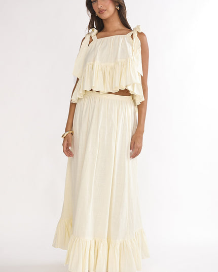 Vanilla Frill Hem Maxi Skirt
