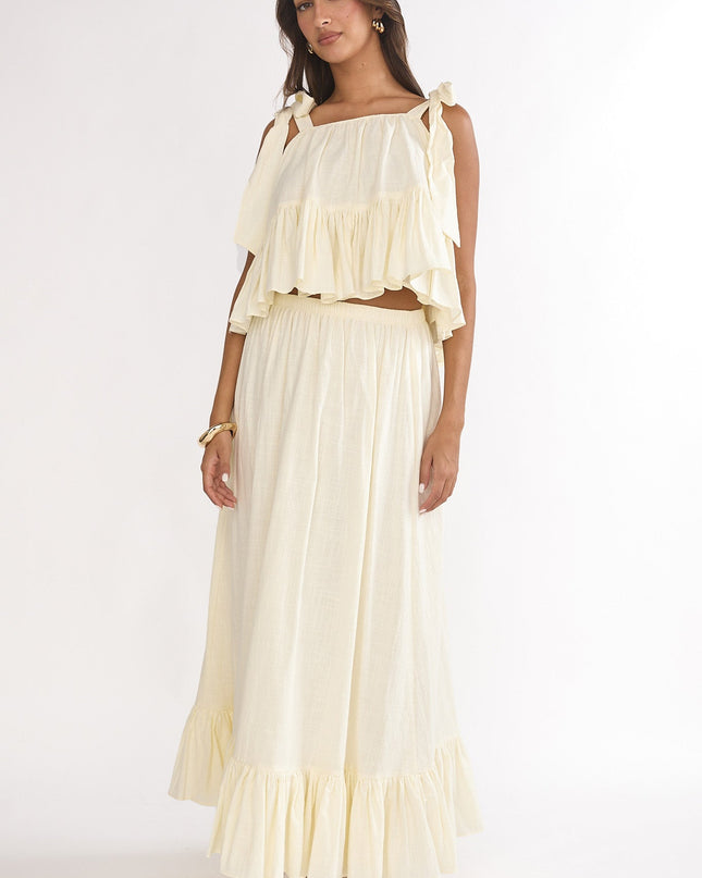 Vanilla Frill Hem Maxi Skirt
