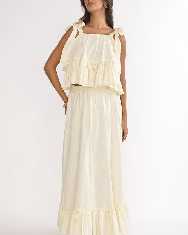 Vanilla Frill Hem Maxi Skirt