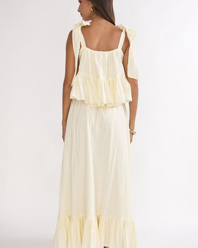 Vanilla Frill Hem Maxi Skirt