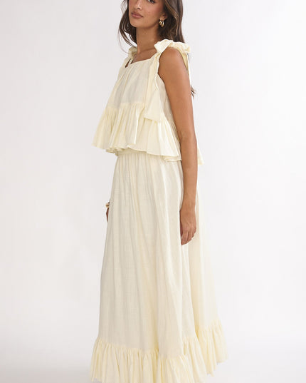 Vanilla Frill Hem Maxi Skirt