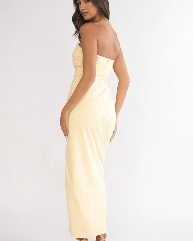 Banana Strapless Ruched Maxi Dress