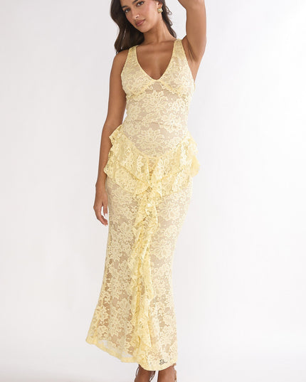 Butter Peplum Lace Maxi Dress