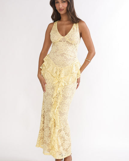 Butter Peplum Lace Maxi Dress
