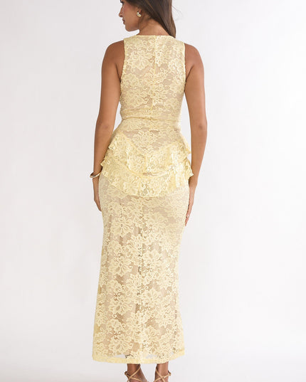 Butter Peplum Lace Maxi Dress