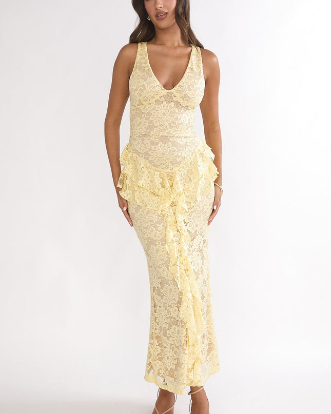 Butter Peplum Lace Maxi Dress