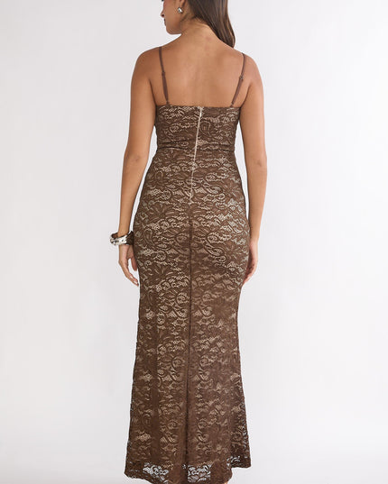 Chocolate Talking Ruched Waist Maxi Dress