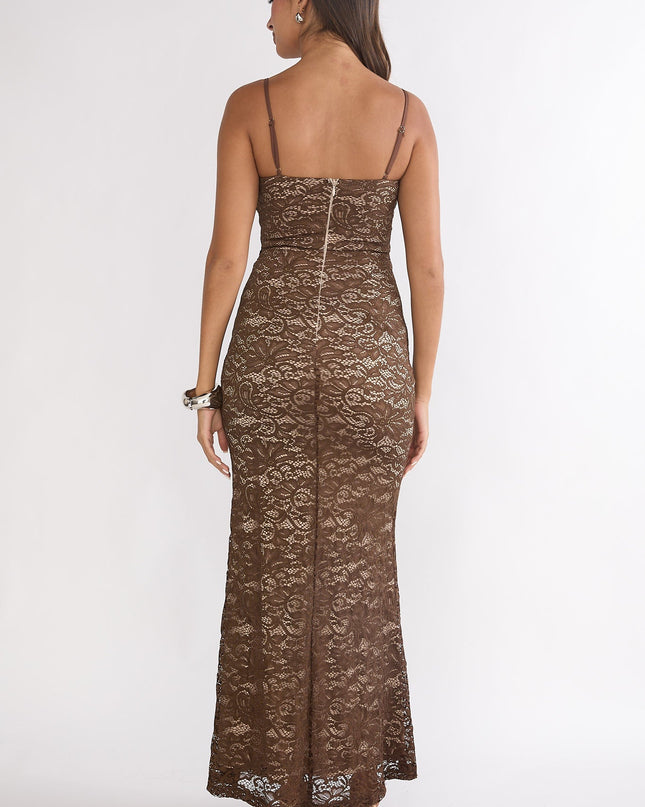 Chocolate Talking Ruched Waist Maxi Dress