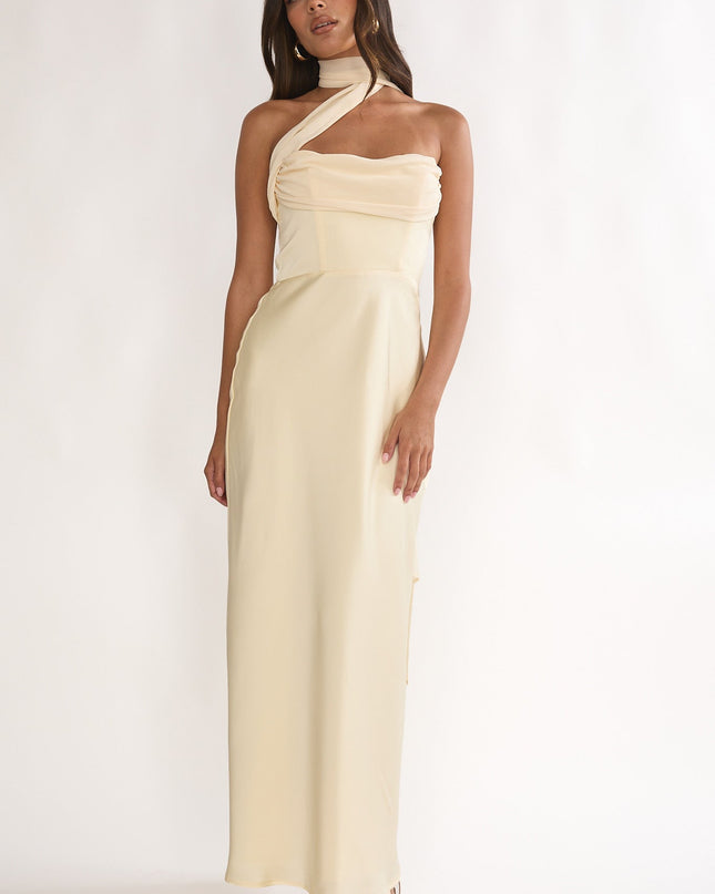 Butter Strapless Scarf Maxi Dress