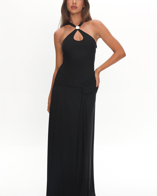 Black Keyhole Racerback Maxi Dress
