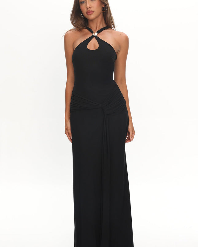 Black Keyhole Racerback Maxi Dress