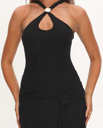 Black Keyhole Racerback Maxi Dress