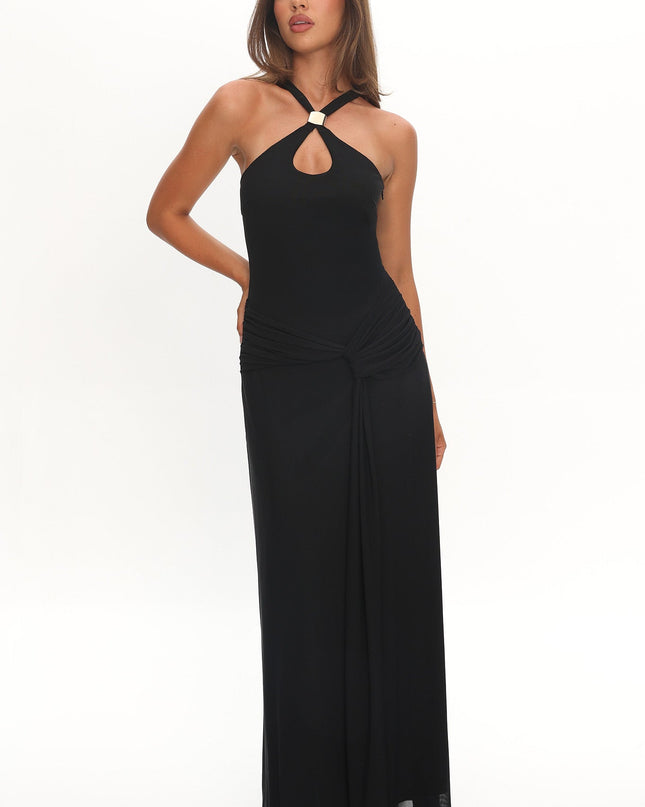 Black Keyhole Racerback Maxi Dress