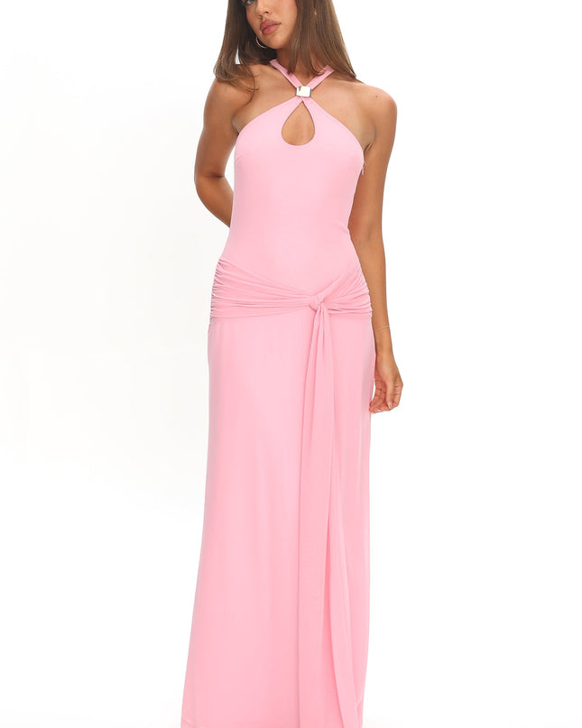 Pink Keyhole Racerback Maxi Dress