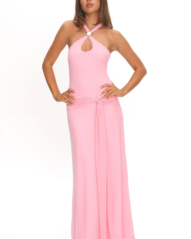 Pink Keyhole Racerback Maxi Dress