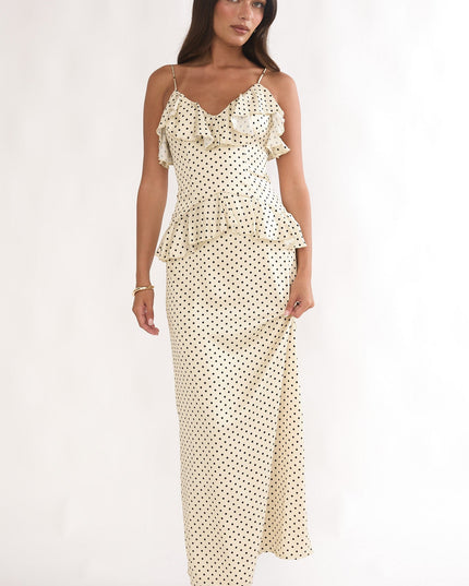 Butter Ruffle Trim Maxi Dress Polka Dot