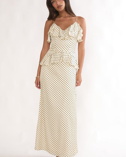 Butter Ruffle Trim Maxi Dress Polka Dot