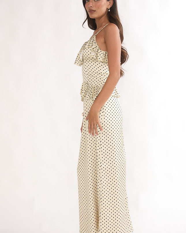 Butter Ruffle Trim Maxi Dress Polka Dot