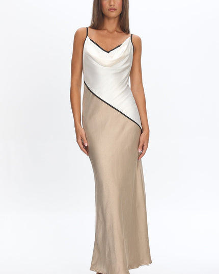Oyster Cowl Bust Maxi Dress Contrast