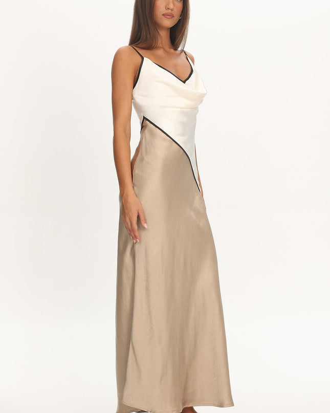 Oyster Cowl Bust Maxi Dress Contrast