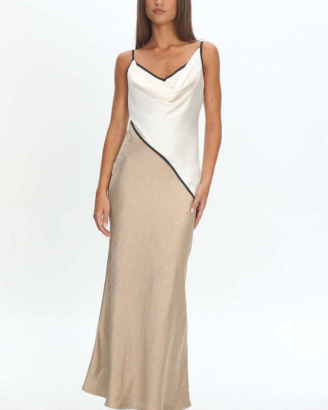 Oyster Cowl Bust Maxi Dress Contrast