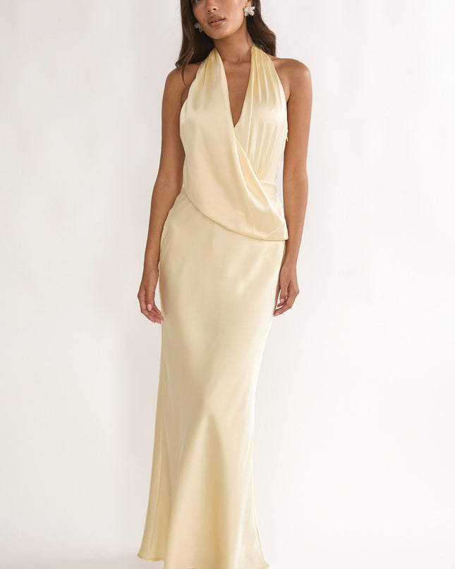 Butter Draped Halter Maxi Dress