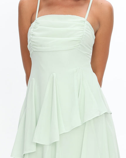 Mint Asymmetric Hem Mini Dress