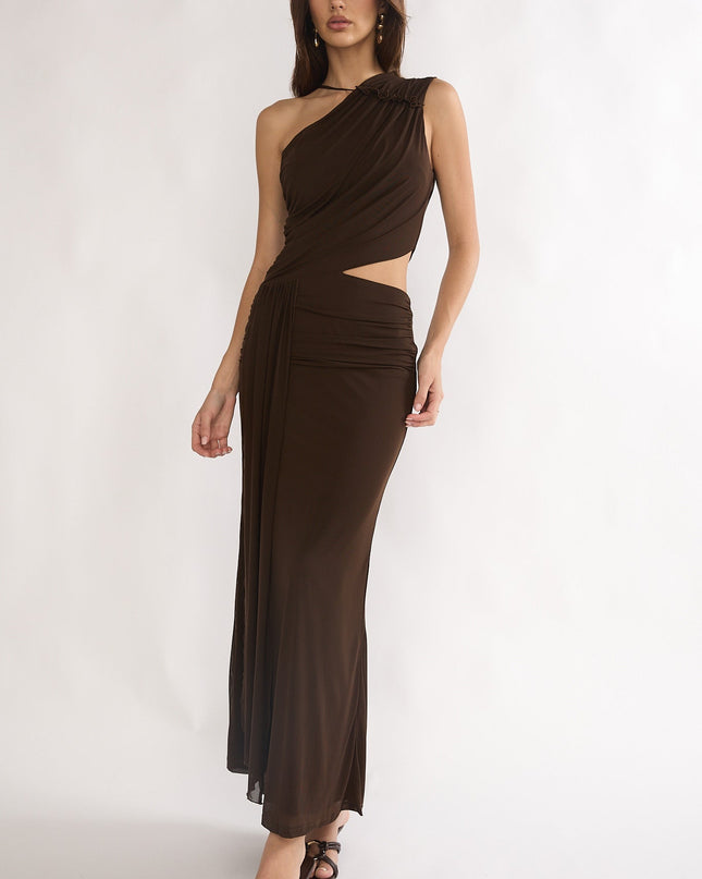 Chocolate Out Loud Cut-Out Drape Maxi Dress