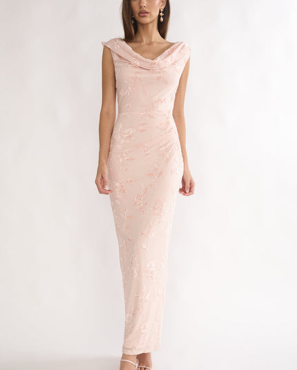 Pink Cowl Neck Maxi Dress Floral