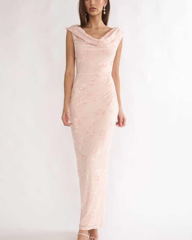Pink Cowl Neck Maxi Dress Floral