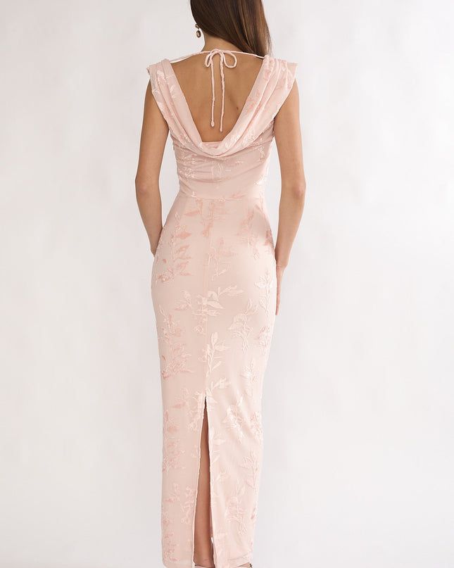 Pink Cowl Neck Maxi Dress Floral