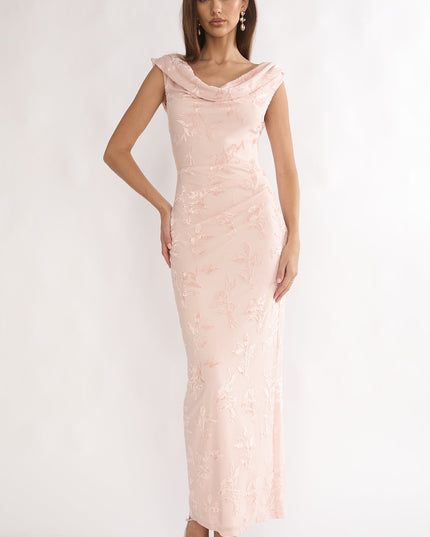 Pink Cowl Neck Maxi Dress Floral