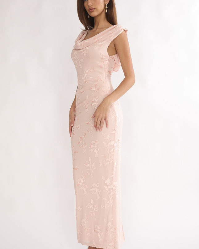 Pink Cowl Neck Maxi Dress Floral