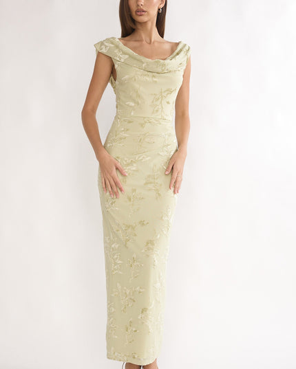 Sage Cowl Neck Maxi Dress Floral