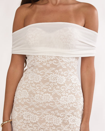 White Off-Shoulder Maxi Dress Lace