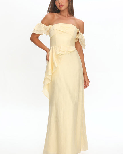 Butter Off-Shoulder Ruffle Maxi Dress