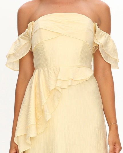 Butter Off-Shoulder Ruffle Maxi Dress