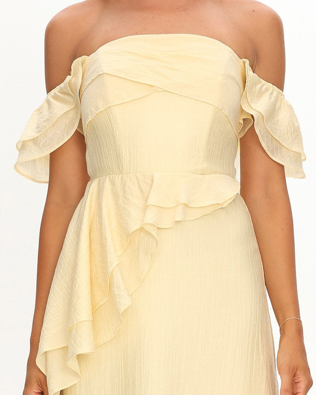 Butter Off-Shoulder Ruffle Maxi Dress