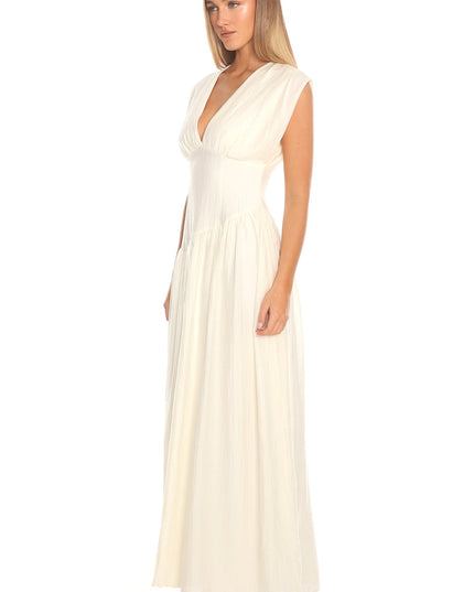 Cream Asymmetric Waist Maxi Dress